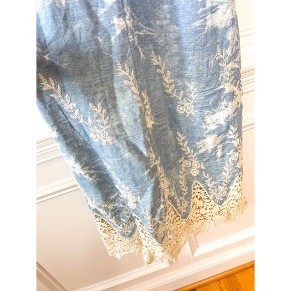 Line & Dot Blue Tye Dye Eyelet Lace Maxi Dress Size Medium - Picture 5 of 5